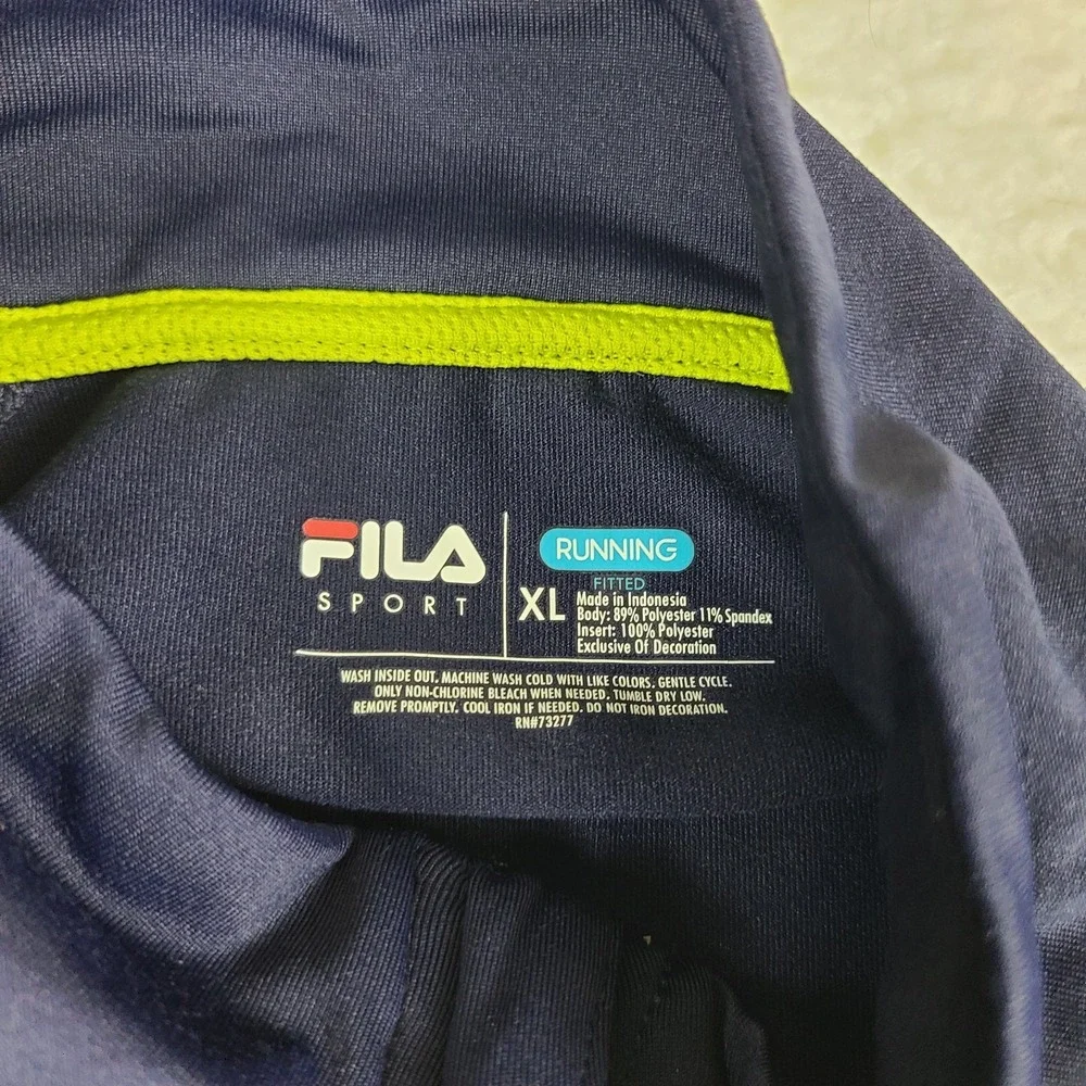 FILA Sport Sweater Mens‎ XL Navy Blue Fitted Running Performance Tech Golf